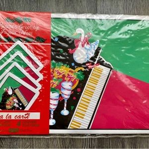 Vintage 1980’s Christmas Vinyl Placemats - Set of 4 - Never opened